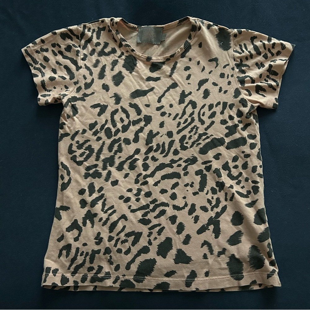 Creamie pink/salmon/tan + black leopard y2k vintage short sleeve baby tee